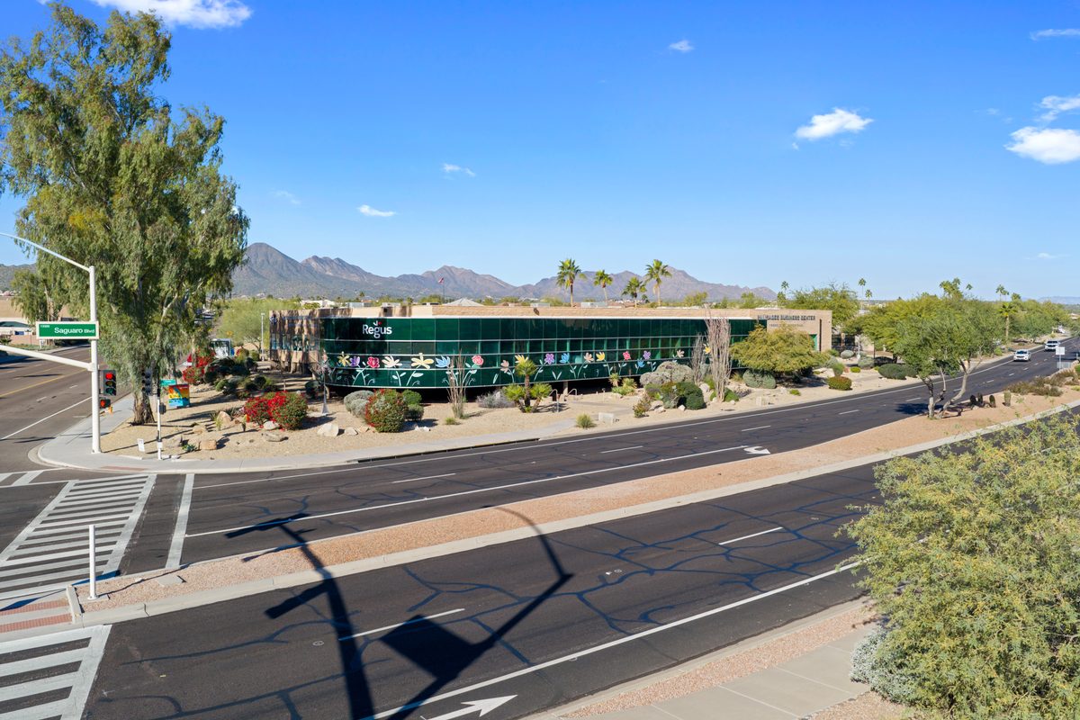Street-level aerial along Palisades Blvd
