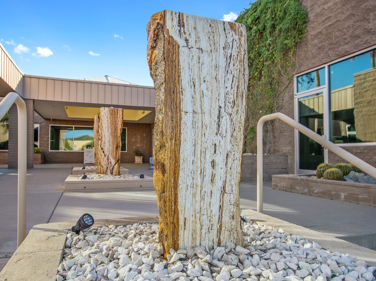 Courtyard with the stone water feature