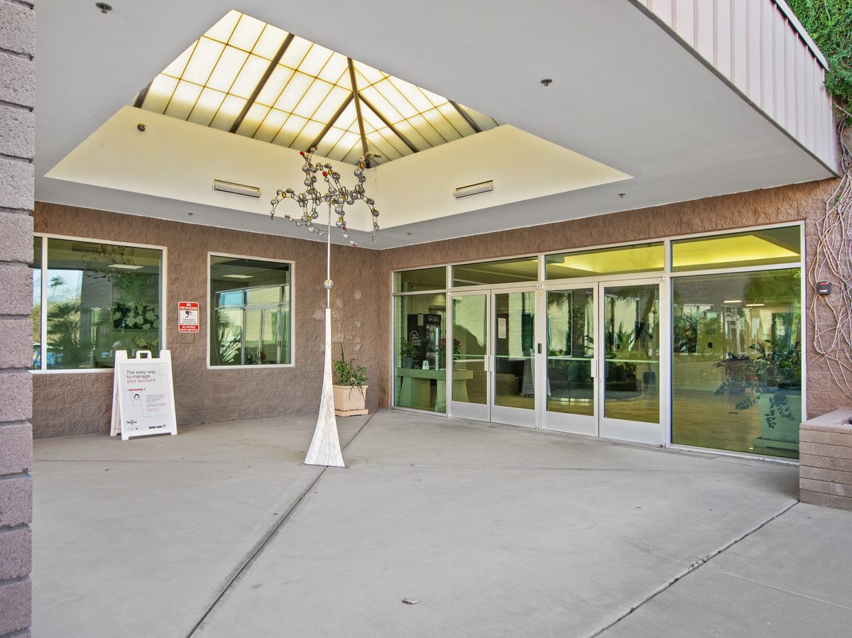 Main entrance under the skylight canopy